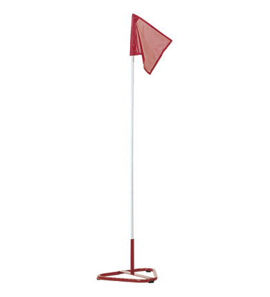 Hörnstolpe med fot och flagga