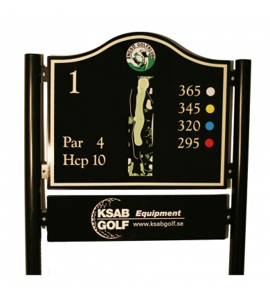 Skylt, Teeskylt Mulligans tee inkl sponsorskylt, plåt, otryckt