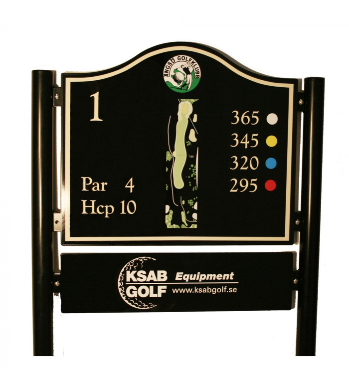 Skylt, Teeskylt Mulligans tee inkl sponsorskylt, plåt, otryckt