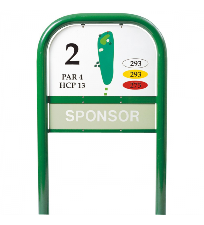 Teeskylt med bågformad ram