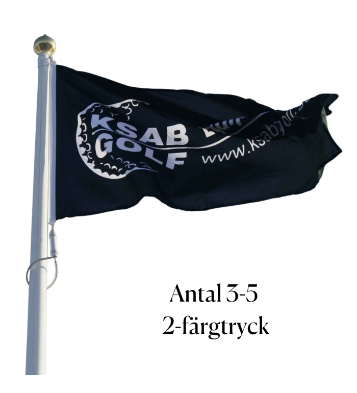 Flagga - 180x300cm med screentryck - 2-färgstryck - antal 3-5